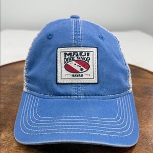 Maui Dive Shop Hawaii Hat Trucker Mesh Strapback Blue White Ahead Extreme Fit